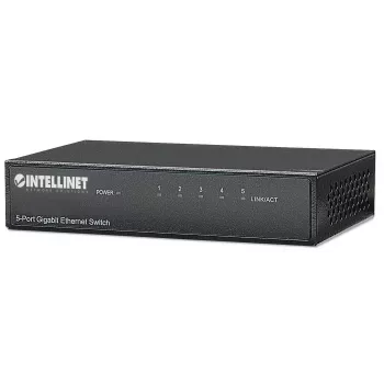 Intellinet 5 portu Gigabit Ethernet komutators, galda izmēra, metāla korpuss, IEEE 802.3az (Energoefektīvs Ethernet)