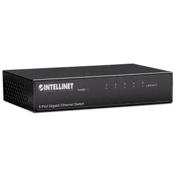 Intellinet 5 portu Gigabit Ethernet komutators, galda izmēra, metāla korpuss, IEEE 802.3az (Energoefektīvs Ethernet)