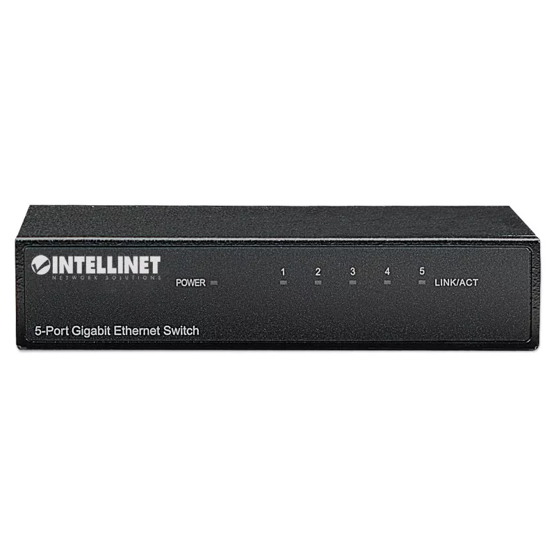 Intellinet 5 portu Gigabit Ethernet komutators, galda izmēra, metāla korpuss, IEEE 802.3az (Energoefektīvs Ethernet)
