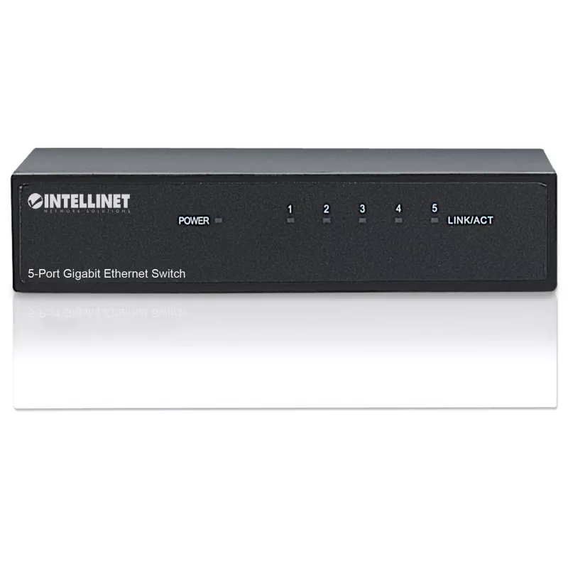Intellinet 5 portu Gigabit Ethernet komutators, galda izmēra, metāla korpuss, IEEE 802.3az (Energoefektīvs Ethernet)