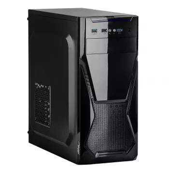 Datora korpuss Akyga AK13BK Micro Tower — ATX/Micro-ATX, 3×3,5 collu nodalījumi, 3×2,5 collu nodalījumi, augšējais barošanas bloks, USB 3.2 Gen1×2, maks. GPU 385 mm, melns