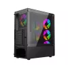 PC korpuss GEMBIRD Fornax 400X Midi Tower melns — ATX, rūdītais stikls, RGB ventilatori, 4x 2,5 collu nodalījumi, 2x USB 3.0