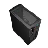 PC korpuss GEMBIRD Fornax 400X Midi Tower melns — ATX, rūdītais stikls, RGB ventilatori, 4x 2,5 collu nodalījumi, 2x USB 3.0