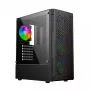 PC korpuss GEMBIRD Fornax 400X Midi Tower melns — ATX, rūdītais stikls, RGB ventilatori, 4x 2,5 collu nodalījumi, 2x USB 3.0