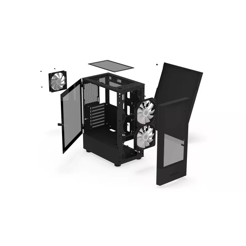 Datora korpuss KRUX VAKO KRX0132 ATX melns — rūdītais stikls, RGB, atbalsta Mini‑ATX, GPU līdz 31 cm, CPU dzesētājs līdz 15,9 cm