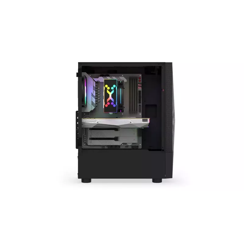Datora korpuss KRUX VAKO KRX0132 ATX melns — rūdītais stikls, RGB, atbalsta Mini‑ATX, GPU līdz 31 cm, CPU dzesētājs līdz 15,9 cm