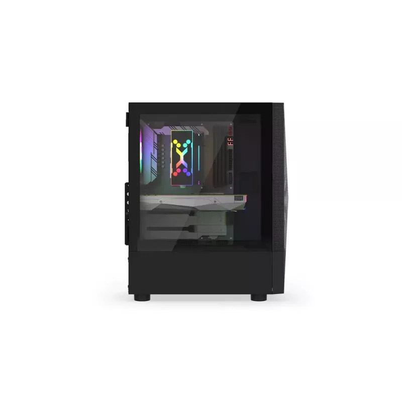Datora korpuss KRUX VAKO KRX0132 ATX melns — rūdītais stikls, RGB, atbalsta Mini‑ATX, GPU līdz 31 cm, CPU dzesētājs līdz 15,9 cm