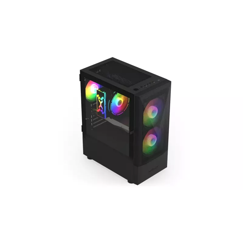 Datora korpuss KRUX VAKO KRX0132 ATX melns — rūdītais stikls, RGB, atbalsta Mini‑ATX, GPU līdz 31 cm, CPU dzesētājs līdz 15,9 cm