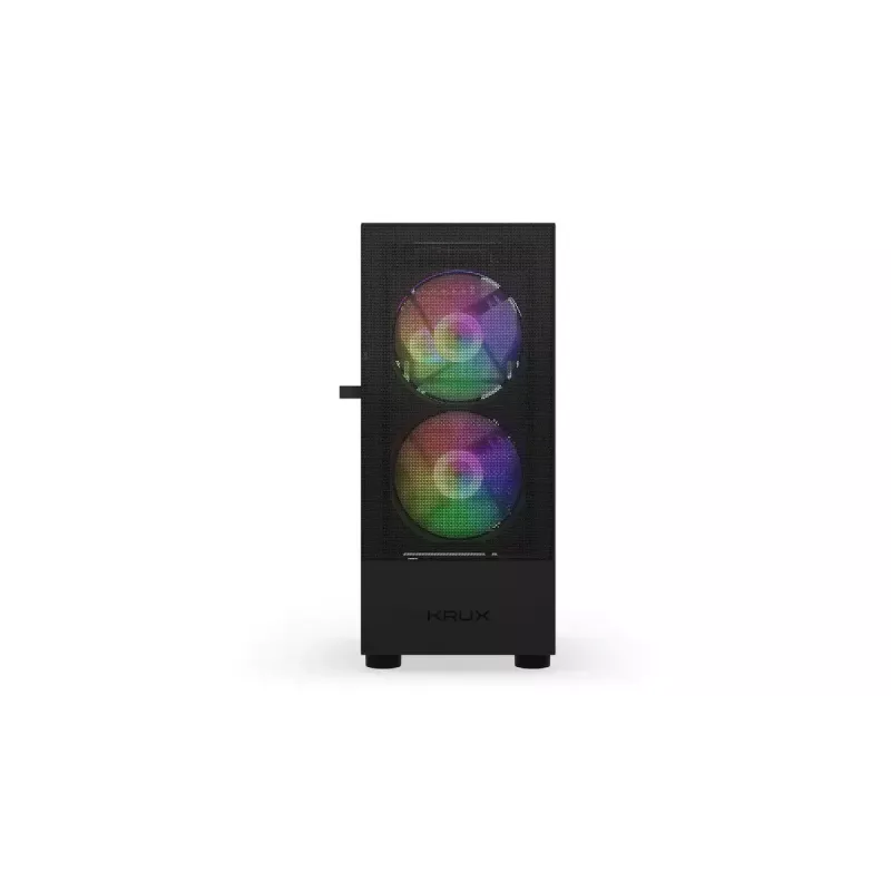Datora korpuss KRUX VAKO KRX0132 ATX melns — rūdītais stikls, RGB, atbalsta Mini‑ATX, GPU līdz 31 cm, CPU dzesētājs līdz 15,9 cm