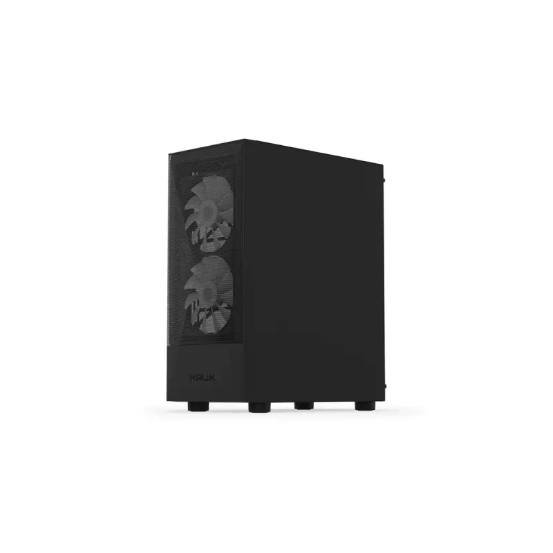 Datora korpuss KRUX VAKO KRX0132 ATX melns — rūdītais stikls, RGB, atbalsta Mini‑ATX, GPU līdz 31 cm, CPU dzesētājs līdz 15,9 cm