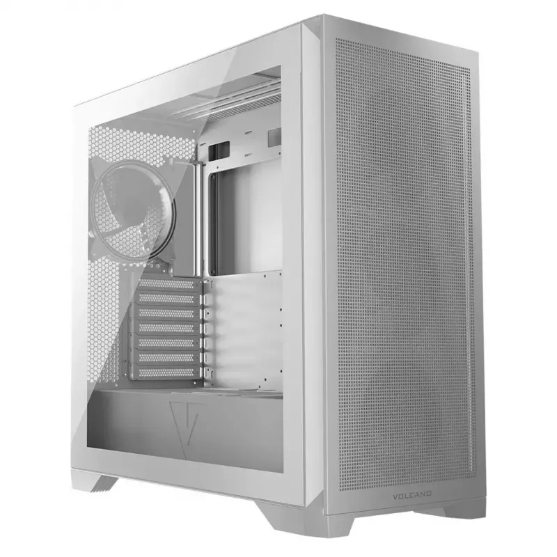 PC korpuss MODECOM VOLCANO EXPANSE S APEX ARGB Midi Tower balts — rūdīts stikls, ARGB, atbalsta micro ATX, GPU līdz 430 mm