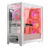 PC korpuss MODECOM VOLCANO EXPANSE S APEX ARGB Midi Tower balts — rūdīts stikls, ARGB, atbalsta micro ATX, GPU līdz 430 mm