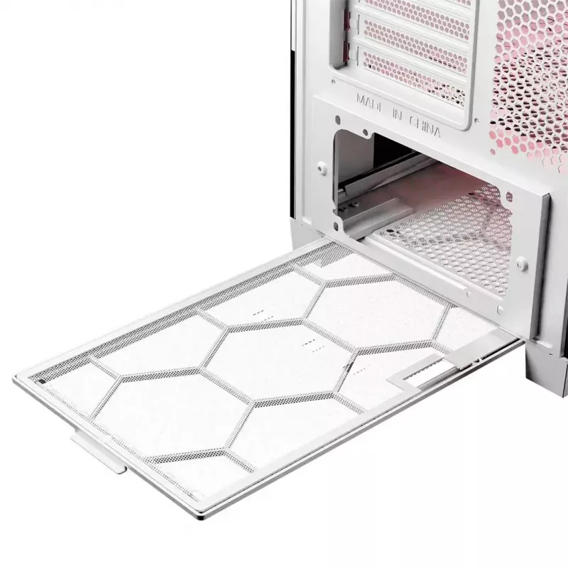 PC korpuss MODECOM VOLCANO EXPANSE S APEX ARGB Midi Tower balts — rūdīts stikls, ARGB, atbalsta micro ATX, GPU līdz 430 mm