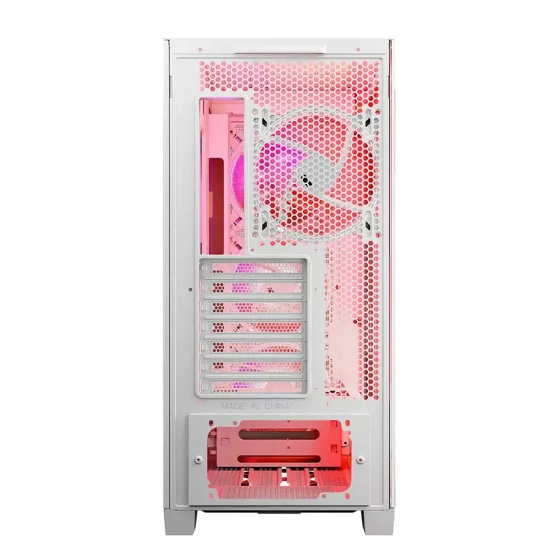 PC korpuss MODECOM VOLCANO EXPANSE S APEX ARGB Midi Tower balts — rūdīts stikls, ARGB, atbalsta micro ATX, GPU līdz 430 mm