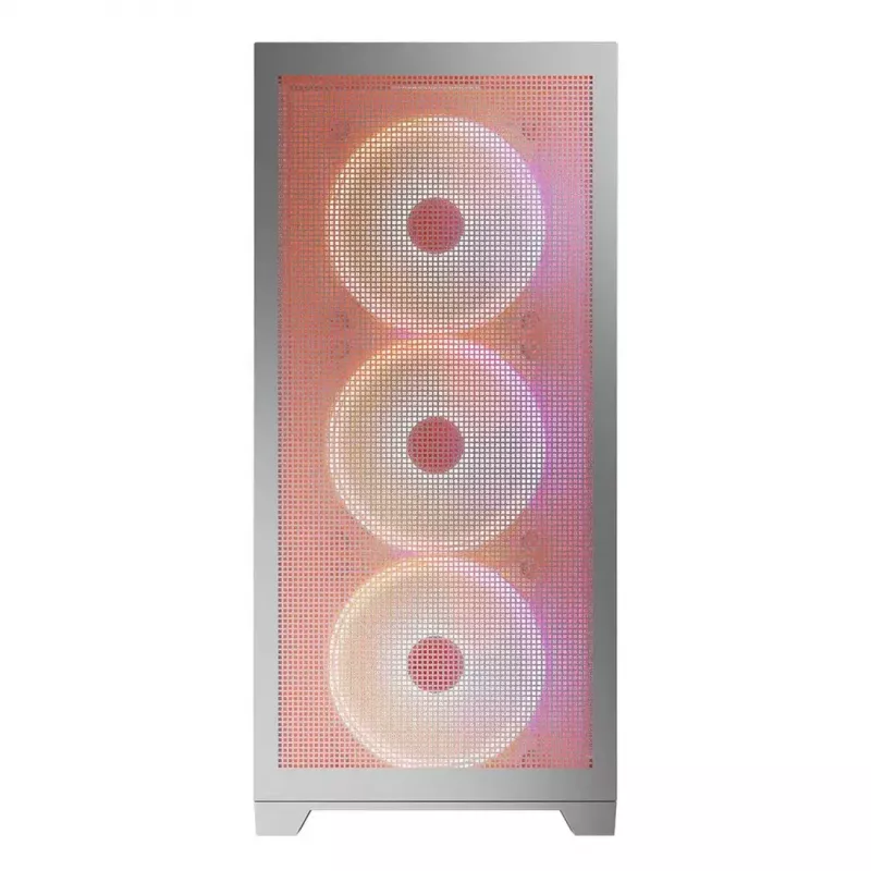 PC korpuss MODECOM VOLCANO EXPANSE S APEX ARGB Midi Tower balts — rūdīts stikls, ARGB, atbalsta micro ATX, GPU līdz 430 mm