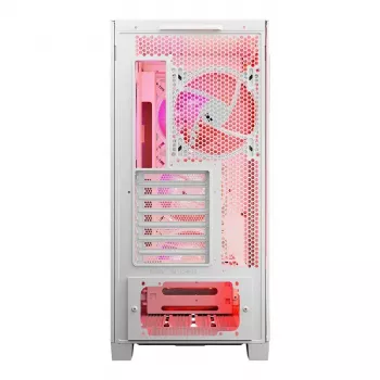 PC Case MODECOM VOLCANO EXPANSE T APEX ARGB MIDI balta — rūdīts stikls, ARGB, USB-C, atbalsta micro-ATX, GPU līdz 430 mm