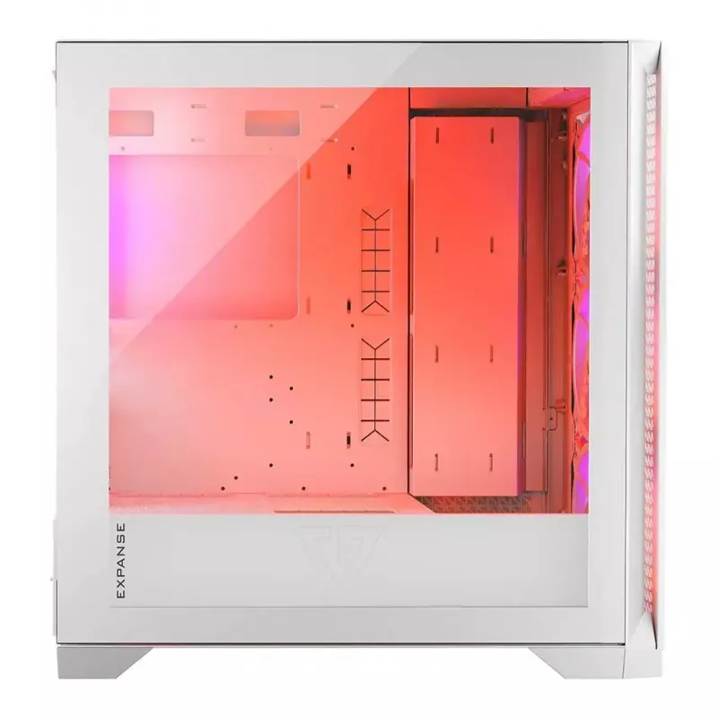 PC Case MODECOM VOLCANO EXPANSE T APEX ARGB MIDI balta — rūdīts stikls, ARGB, USB-C, atbalsta micro-ATX, GPU līdz 430 mm