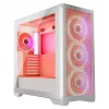 PC Case MODECOM VOLCANO EXPANSE T APEX ARGB MIDI balta — rūdīts stikls, ARGB, USB-C, atbalsta micro-ATX, GPU līdz 430 mm