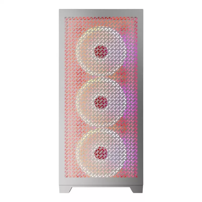 PC Case MODECOM VOLCANO EXPANSE T APEX ARGB MIDI balta — rūdīts stikls, ARGB, USB-C, atbalsta micro-ATX, GPU līdz 430 mm