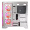 PC Case MODECOM VOLCANO EXPANSE T APEX ARGB MIDI balta — rūdīts stikls, ARGB, USB-C, atbalsta micro-ATX, GPU līdz 430 mm