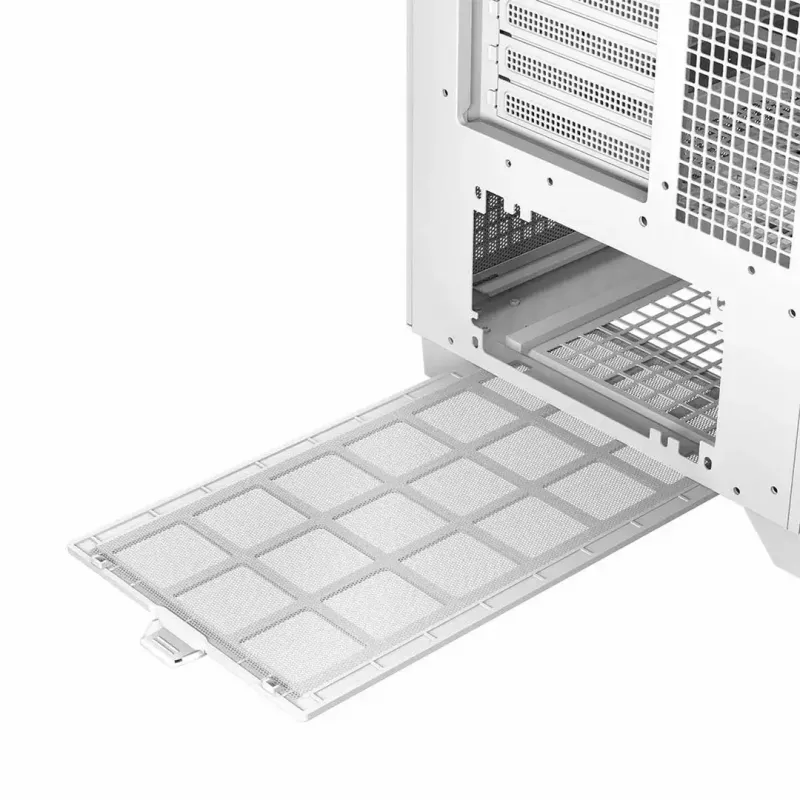 Datora korpuss MODECOM Volcano Perun Apex ARGB balts — Midi tornis, rūdīts stikls, ARGB, USB-C, atbalsta micro ATX, GPU līdz 39 cm