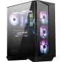 MSI MPG GUNGNIR 110R Mid Tower spēļu datora korpuss melns, USB 3.2 Gen2 Type C, 4x 120mm ARGB ventilators, Mystic Light sinhronizācija, 1 uz 6 ARGB vadības plate, 2x rūdīta stikla paneļi, ATX, mATX, mini-ITX