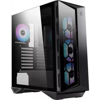 MSI MPG GUNGNIR 110R Mid Tower spēļu datora korpuss melns, USB 3.2 Gen2 Type C, 4x 120mm ARGB ventilators, Mystic Light sinhronizācija, 1 uz 6 ARGB vadības plate, 2x rūdīta stikla paneļi, ATX, mATX, mini-ITX