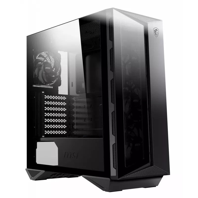 MSI MPG GUNGNIR 110R Mid Tower spēļu datora korpuss melns, USB 3.2 Gen2 Type C, 4x 120mm ARGB ventilators, Mystic Light sinhronizācija, 1 uz 6 ARGB vadības plate, 2x rūdīta stikla paneļi, ATX, mATX, mini-ITX