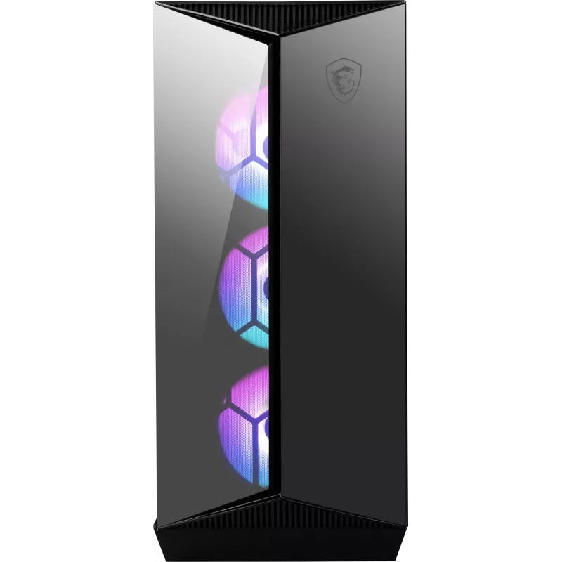 MSI MPG GUNGNIR 110R Mid Tower spēļu datora korpuss melns, USB 3.2 Gen2 Type C, 4x 120mm ARGB ventilators, Mystic Light sinhronizācija, 1 uz 6 ARGB vadības plate, 2x rūdīta stikla paneļi, ATX, mATX, mini-ITX