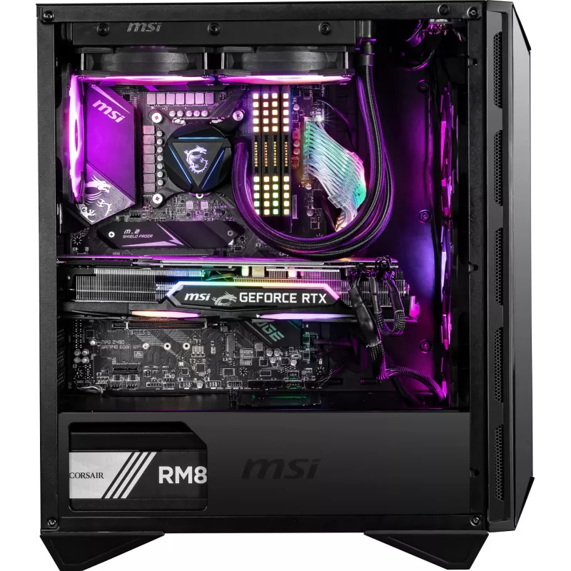 MSI MPG GUNGNIR 110R Mid Tower spēļu datora korpuss melns, USB 3.2 Gen2 Type C, 4x 120mm ARGB ventilators, Mystic Light sinhronizācija, 1 uz 6 ARGB vadības plate, 2x rūdīta stikla paneļi, ATX, mATX, mini-ITX