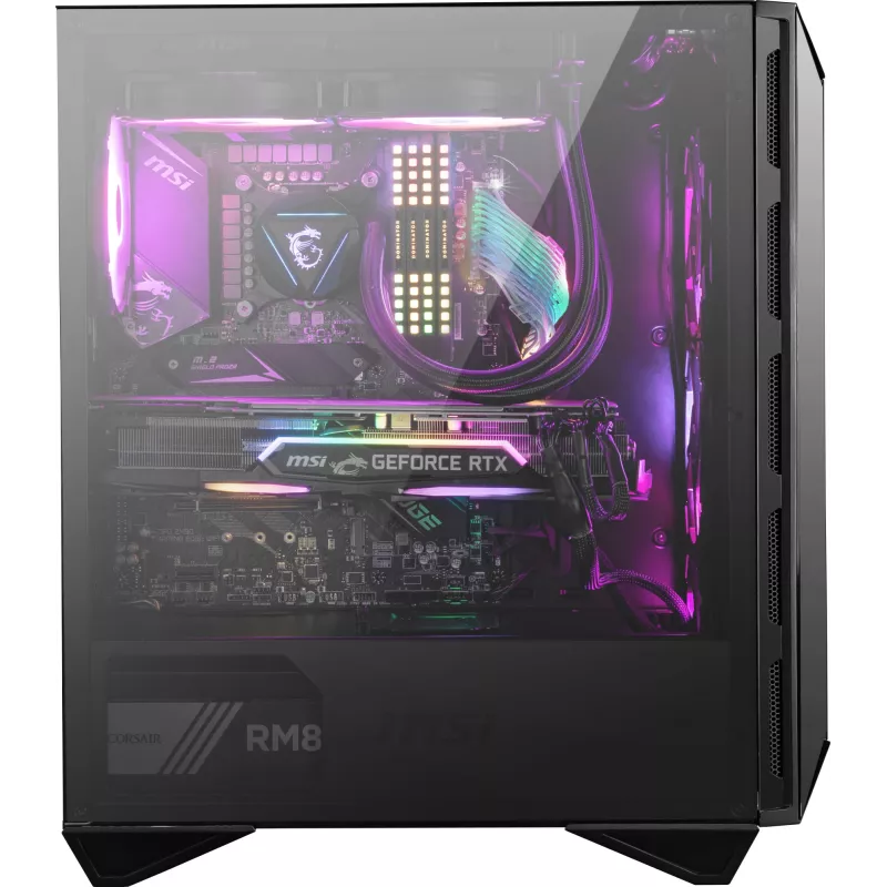 MSI MPG GUNGNIR 110R Mid Tower spēļu datora korpuss melns, USB 3.2 Gen2 Type C, 4x 120mm ARGB ventilators, Mystic Light sinhronizācija, 1 uz 6 ARGB vadības plate, 2x rūdīta stikla paneļi, ATX, mATX, mini-ITX