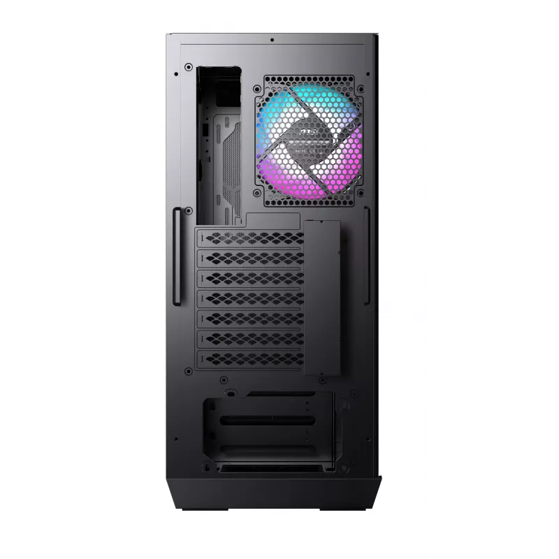 MSI MPG GUNGNIR 110R Mid Tower spēļu datora korpuss melns, USB 3.2 Gen2 Type C, 4x 120mm ARGB ventilators, Mystic Light sinhronizācija, 1 uz 6 ARGB vadības plate, 2x rūdīta stikla paneļi, ATX, mATX, mini-ITX
