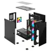 PC Case SAVIO Prime X1 ARGB Glass Midi Tower Melns — rūdīts stikls, ARGB ventilatori, micro ATX/ATX atbalsts
