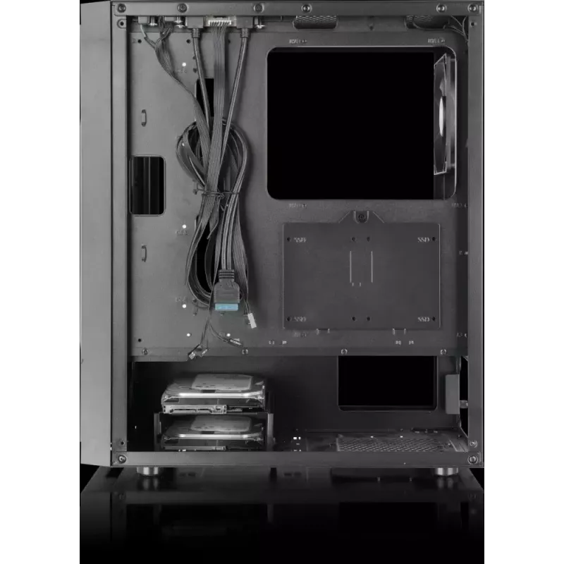 PC korpuss Versa XM1 melns tērauds 120mm ventilators USB3.0 - melns