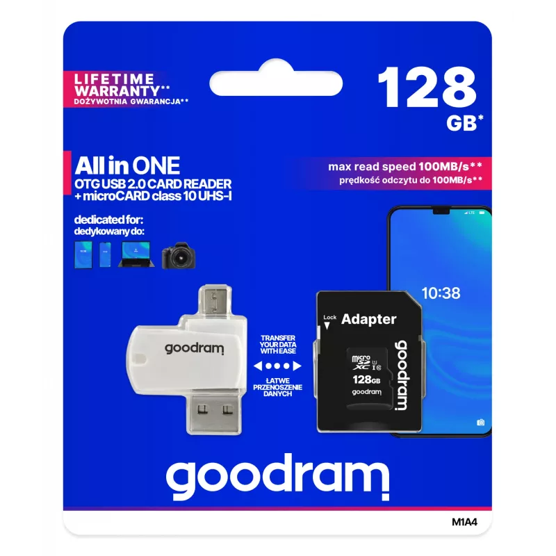 Goodram M1A4 All in One 128 GB MicroSDXC UHS-I 10. klase
