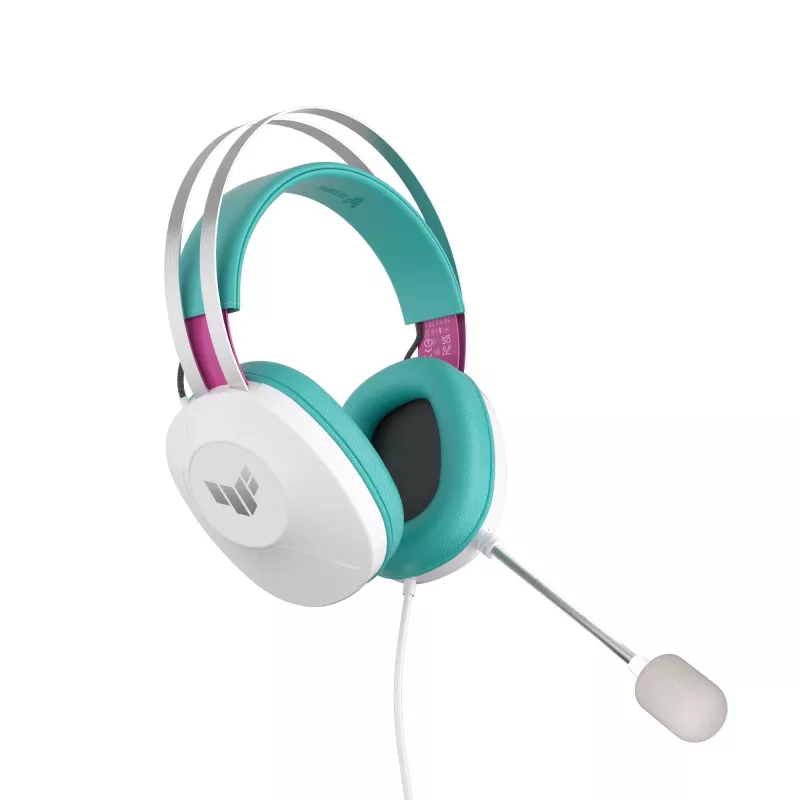 ASUS TUF Gaming H1 Gen II Hatsune Miku Edition austiņas ar vadu, galvas siksna, USB Type-A, rozā, tirkīza, balta