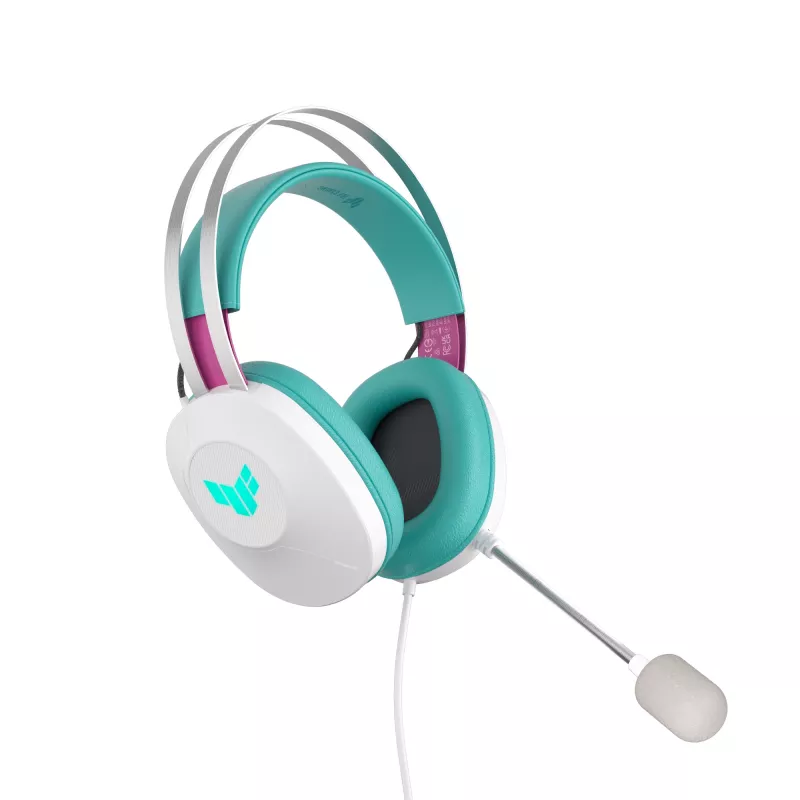 ASUS TUF Gaming H1 Gen II Hatsune Miku Edition austiņas ar vadu, galvas siksna, USB Type-A, rozā, tirkīza, balta