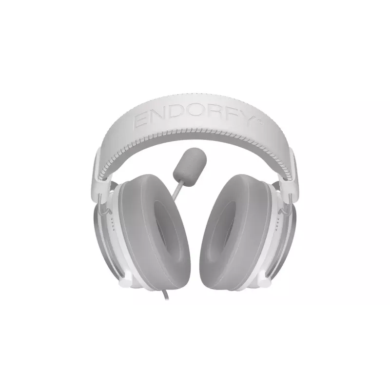 Vadu binaurālās austiņas ENDORFY VIRO Plus USB Onyx balta — 5.3 cm draiveri, 20–20000 Hz, 98 dB, 32 Ω, noņemams mikrofons ar strēli, 2.9 m kabelis