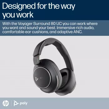 HP Poly Voyager Surround 80 UC Microsoft Teams sertificēta USB-C austiņa +USB-C/A adapteris