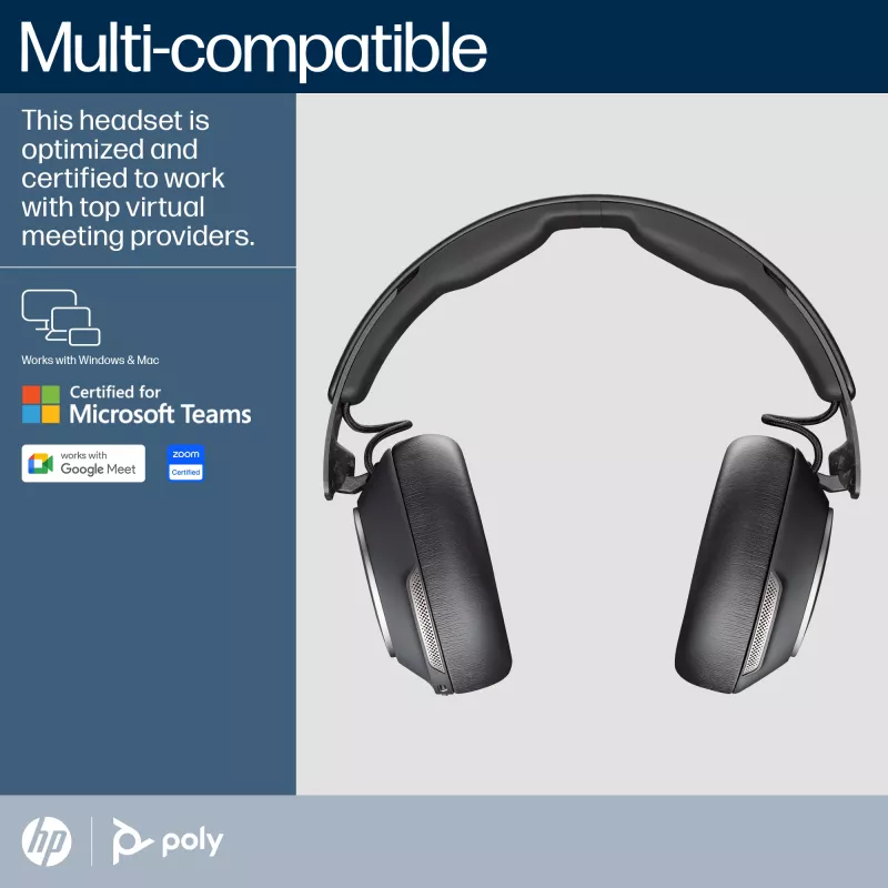 HP Poly Voyager Surround 80 UC Microsoft Teams sertificēta USB-C austiņa +USB-C/A adapteris