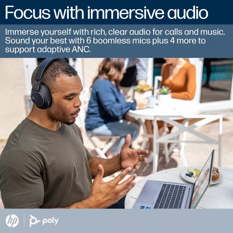HP Poly Voyager Surround 80 UC Microsoft Teams sertificēta USB-C austiņa +USB-C/A adapteris