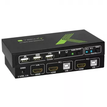 Techly 2x1 USB HDMI 4Kx2K IDATA KVM-HDMI2U KVM slēdzis Melns