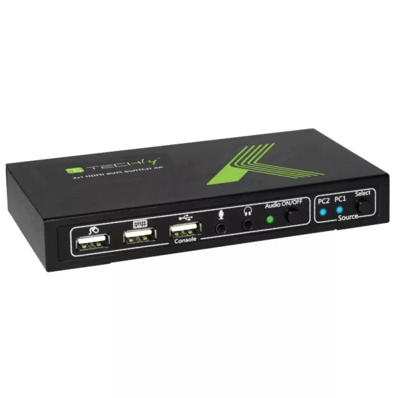 Techly 2x1 USB HDMI 4Kx2K IDATA KVM-HDMI2U KVM slēdzis Melns