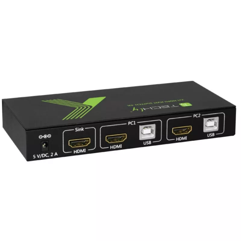 Techly 2x1 USB HDMI 4Kx2K IDATA KVM-HDMI2U KVM slēdzis Melns