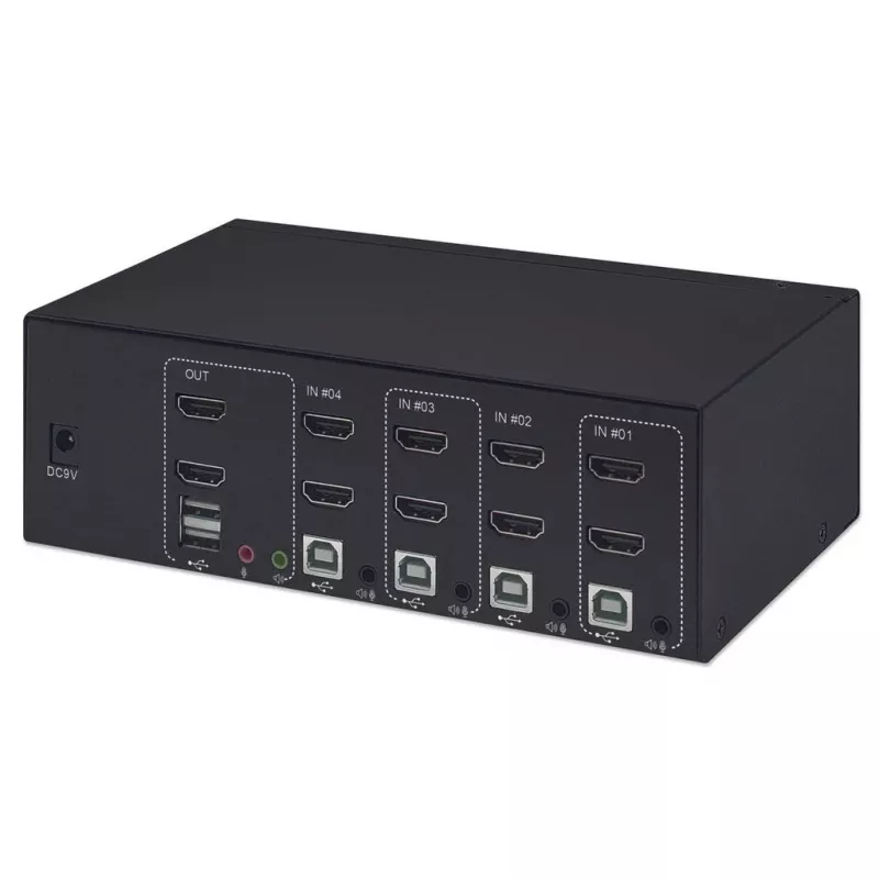 KVM slēdzis Manhattan 4-Port 4K@30Hz USB-A Audio Mic