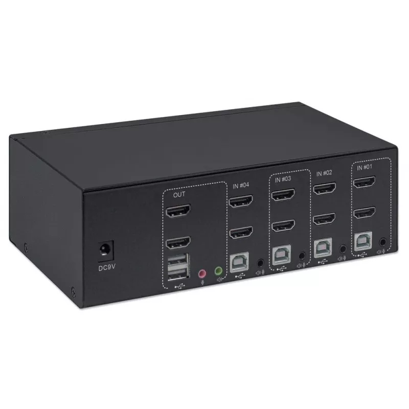 KVM slēdzis Manhattan 4-Port 4K@30Hz USB-A Audio Mic