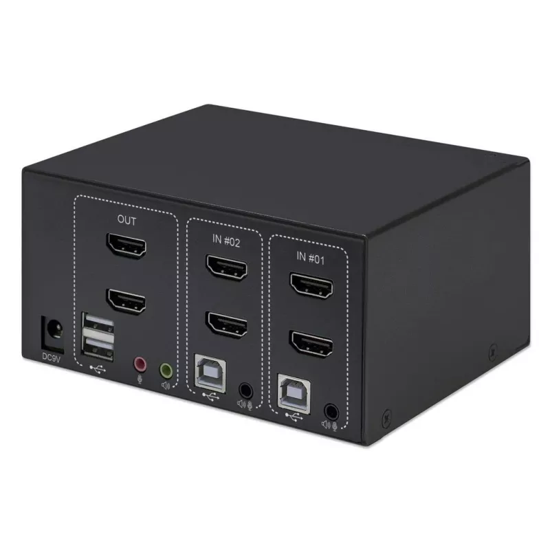 KVM slēdzis Manhattan 2-Port 4K HDMI USB Audio Control 2 Computers