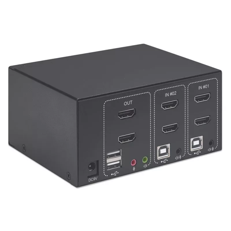 KVM slēdzis Manhattan 2-Port 4K HDMI USB Audio Control 2 Computers
