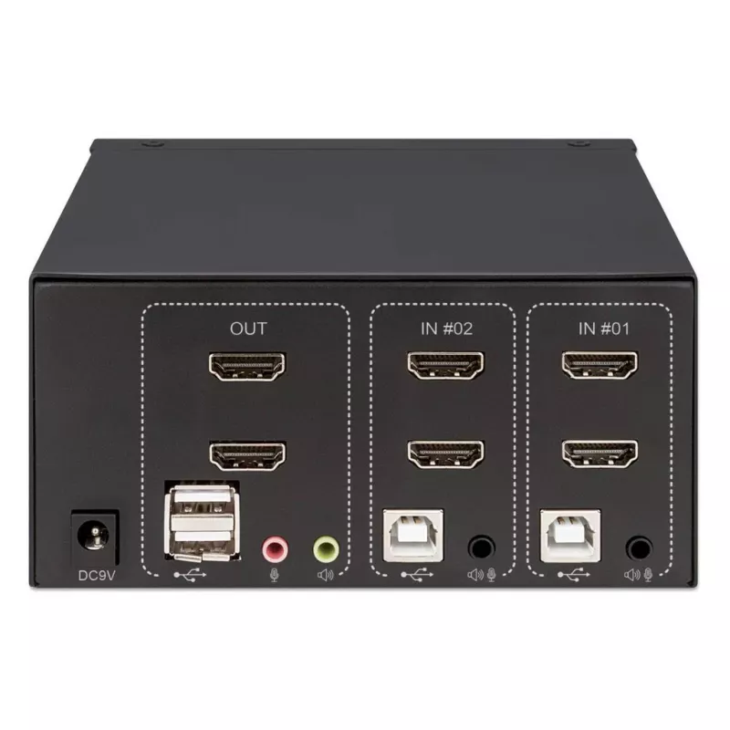 KVM slēdzis Manhattan 2-Port 4K HDMI USB Audio Control 2 Computers