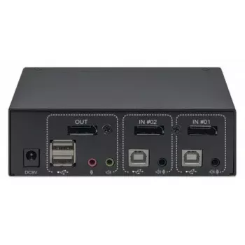 KVM slēdzis Manhattan DisplayPort 1.2 2 pieslēgvietu 4K@60Hz USB-A Audio